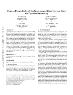 XAlgo: a Design Probe of Explaining Algorithms' Internal States via
  Question-Answering