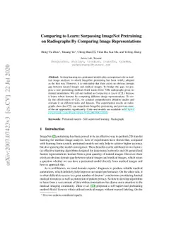 Comparing to Learn: Surpassing ImageNet Pretraining on Radiographs By
  Comparing Image Representations
