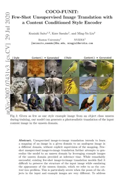 COCO-FUNIT: Few-Shot Unsupervised Image Translation with a Content
  Conditioned Style Encoder