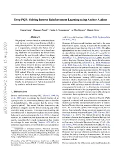 Deep PQR: Solving Inverse Reinforcement Learning using Anchor Actions