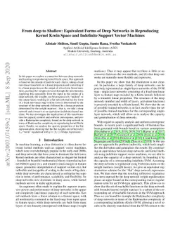 From deep to Shallow: Equivalent Forms of Deep Networks in Reproducing
  Kernel Krein Space and Indefinite Support Vector Machines