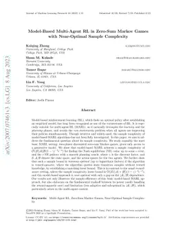 Model-Based Multi-Agent RL in Zero-Sum Markov Games with Near-Optimal
  Sample Complexity