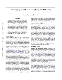 Explaining Deep Neural Networks using Unsupervised Clustering
