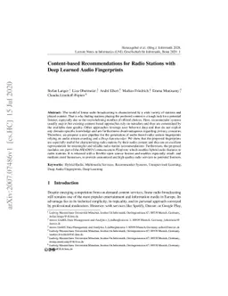 Content-based Recommendations for Radio Stations with Deep Learned Audio
  Fingerprints