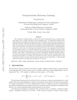 Group Invariant Dictionary Learning