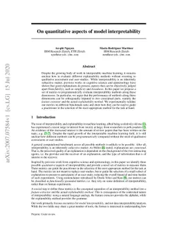 On quantitative aspects of model interpretability