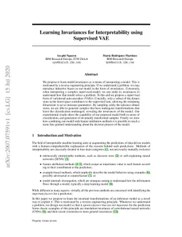 Learning Invariances for Interpretability using Supervised VAE