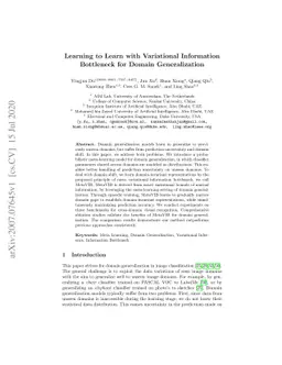 Learning to Learn with Variational Information Bottleneck for Domain
  Generalization