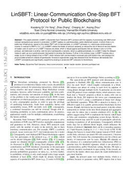 LinSBFT: Linear-Communication One-Step BFT Protocol for Public
  Blockchains