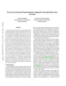 Two-Level Adversarial Visual-Semantic Coupling for Generalized Zero-shot
  Learning