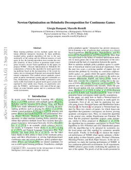 Newton Optimization on Helmholtz Decomposition for Continuous Games