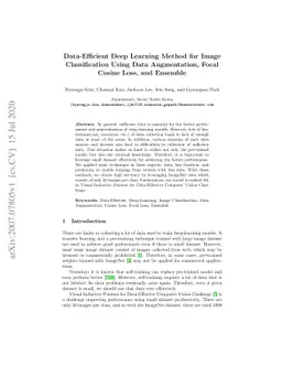Data-Efficient Deep Learning Method for Image Classification Using Data
  Augmentation, Focal Cosine Loss, and Ensemble