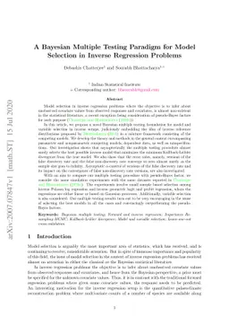 A Bayesian Multiple Testing Paradigm for Model Selection in Inverse
  Regression Problems