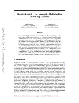 Gradient-based Hyperparameter Optimization Over Long Horizons