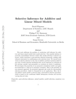 Selective Inference for Additive and Linear Mixed Models