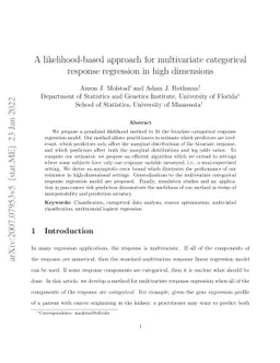 A likelihood-based approach for multivariate categorical response
  regression in high dimensions