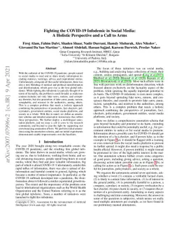 Fighting the COVID-19 Infodemic in Social Media: A Holistic Perspective
  and a Call to Arms