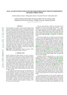 Data augmentation enhanced speaker enrollment for text-dependent speaker
  verification