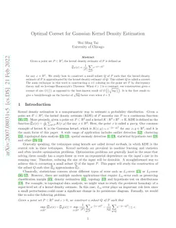 Optimal Coreset for Gaussian Kernel Density Estimation