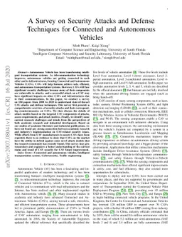 A Survey on Security Attacks and Defense Techniques for Connected and
  Autonomous Vehicles