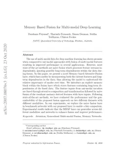 Memory based fusion for multi-modal deep learning