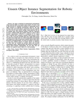 Unseen Object Instance Segmentation for Robotic Environments