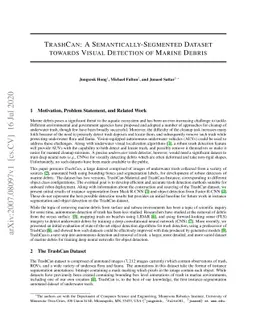 TrashCan: A Semantically-Segmented Dataset towards Visual Detection of
  Marine Debris