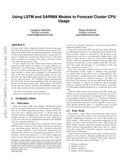 Using LSTM and SARIMA Models to Forecast Cluster CPU Usage