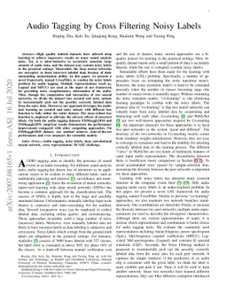 Audio Tagging by Cross Filtering Noisy Labels