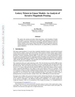 Lottery Tickets in Linear Models: An Analysis of Iterative Magnitude
  Pruning