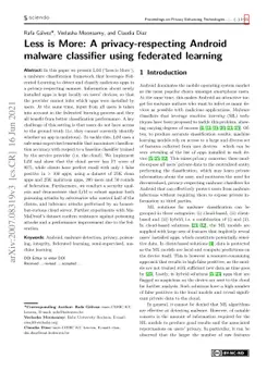 Less is More: A privacy-respecting Android malware classifier using
  Federated Learning