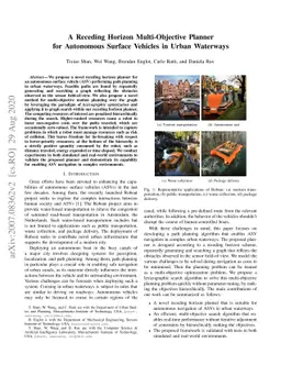 A Receding Horizon Multi-Objective Planner for Autonomous Surface
  Vehicles in Urban Waterways