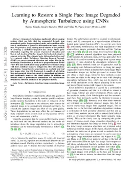 Learning to Restore a Single Face Image Degraded by Atmospheric
  Turbulence using CNNs