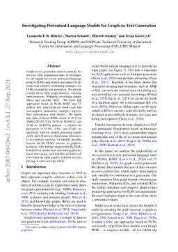 Investigating Pretrained Language Models for Graph-to-Text Generation