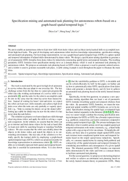 Specification mining and automated task planning for autonomous robots
  based on a graph-based spatial temporal logic