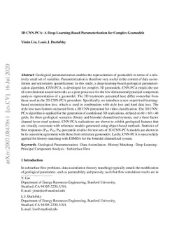 3D CNN-PCA: A Deep-Learning-Based Parameterization for Complex Geomodels