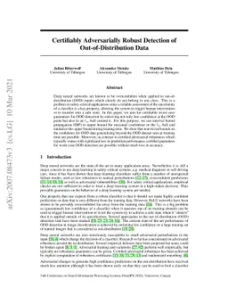 Certifiably Adversarially Robust Detection of Out-of-Distribution Data