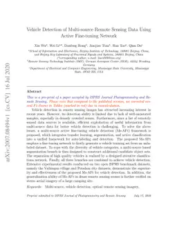 Vehicle Detection of Multi-source Remote Sensing Data Using Active
  Fine-tuning Network