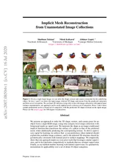 Implicit Mesh Reconstruction from Unannotated Image Collections