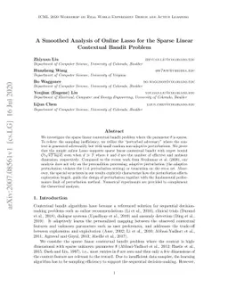 A Smoothed Analysis of Online Lasso for the Sparse Linear Contextual
  Bandit Problem