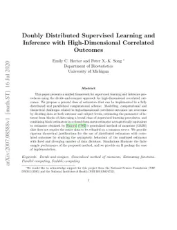 Doubly Distributed Supervised Learning and Inference with
  High-Dimensional Correlated Outcomes