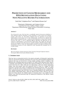 Prediction of Cancer Microarray and DNA Methylation Data using
  Non-negative Matrix Factorization