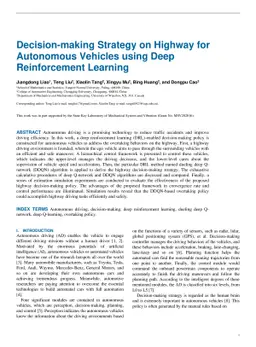 Decision-making Strategy on Highway for Autonomous Vehicles using Deep
  Reinforcement Learning