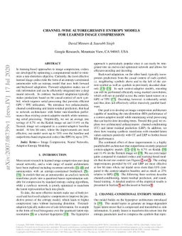 Channel-wise Autoregressive Entropy Models for Learned Image Compression
