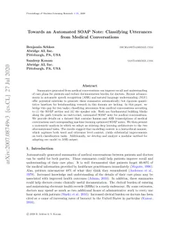 Towards an Automated SOAP Note: Classifying Utterances from Medical
  Conversations