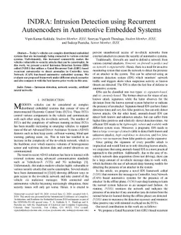 INDRA: Intrusion Detection using Recurrent Autoencoders in Automotive
  Embedded Systems