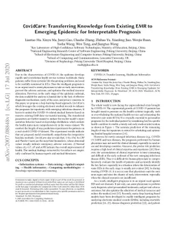 CovidCare: Transferring Knowledge from Existing EMR to Emerging Epidemic
  for Interpretable Prognosis