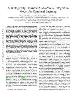 A Biologically Plausible Audio-Visual Integration Model for Continual
  Learning