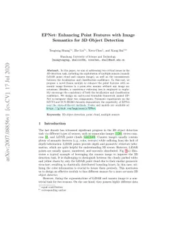 EPNet: Enhancing Point Features with Image Semantics for 3D Object
  Detection