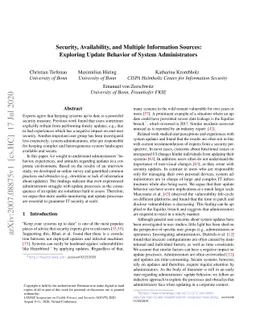 Security, Availability, and Multiple Information Sources: Exploring
  Update Behavior of System Administrators